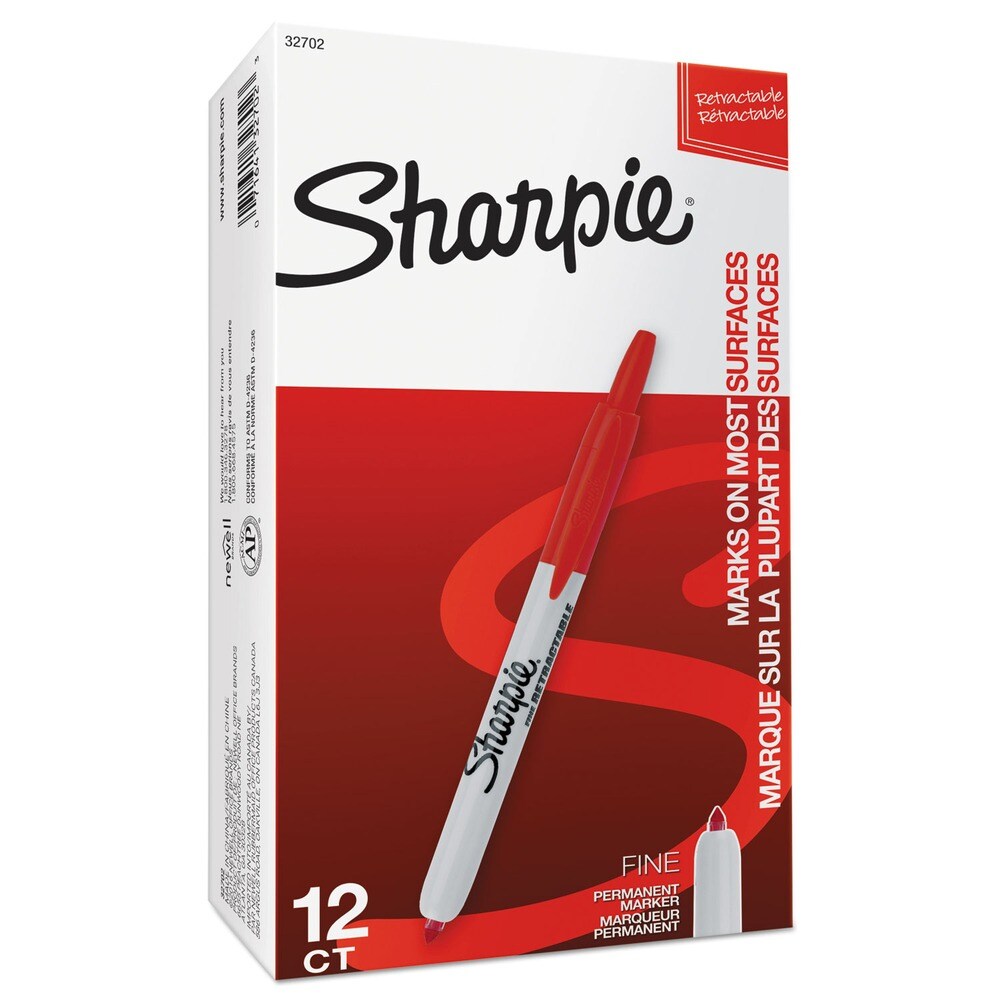 Sharpie Fine Bullet Tip Retractable Permanent Marker - Red (1-Dozen)