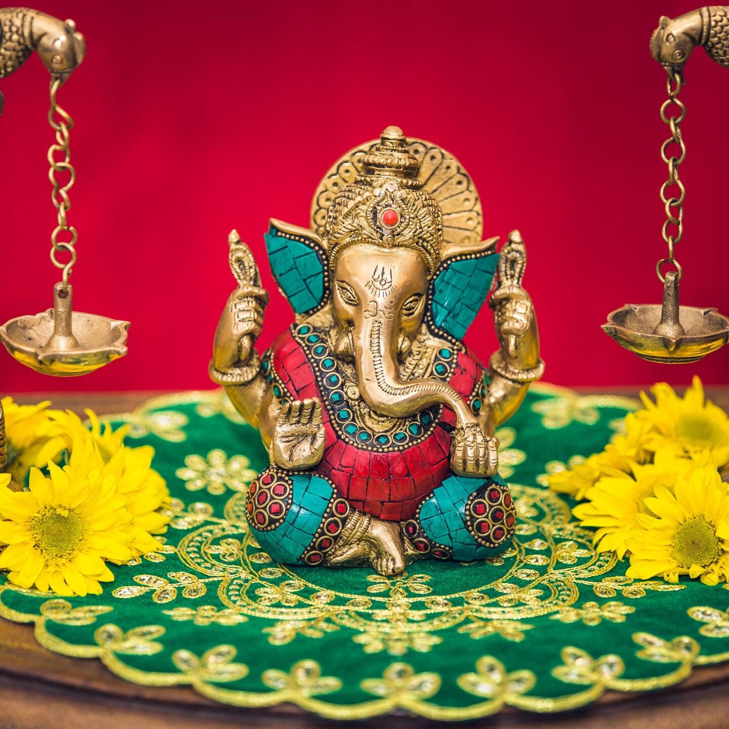 Brass Ganesha Statue Idol Showpiece Ganpati Figurine God of Luck and Success Home Decoration Elephant God Return Gifts for Housewarming Pooja Diwali Decoration
