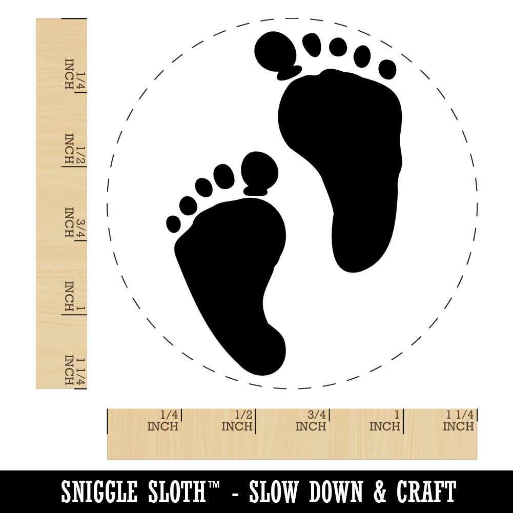 Cute Baby Footprints Silhouette Rubber Stamp for Stamping Crafting Planners