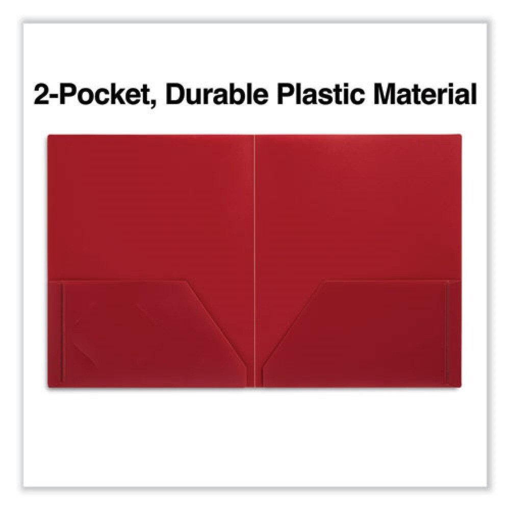Universal 100-Sheet Capacity 11 in. x 8.5 in. 2-Pocket Plastic Folders - Red (10/Pack)