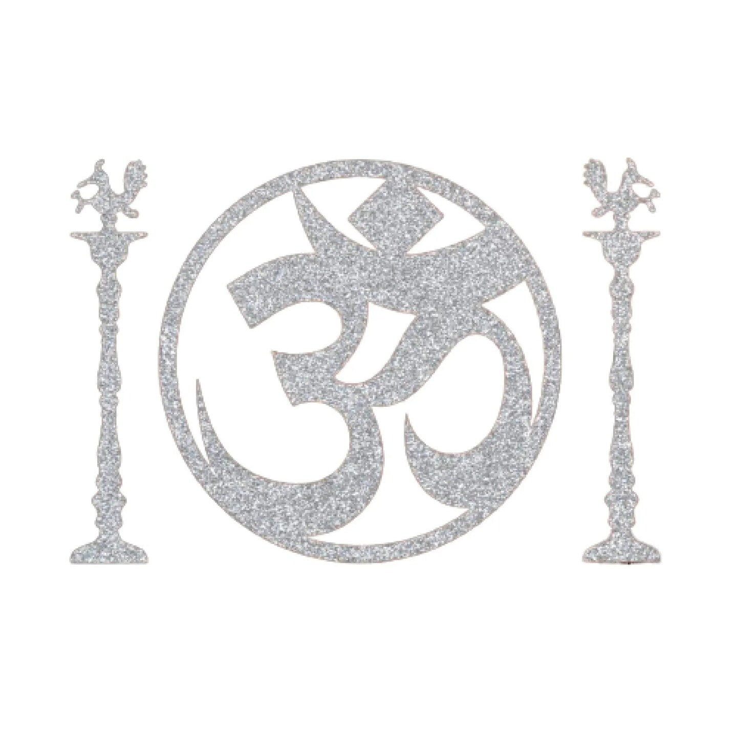 Om and Standing Diya Religious Cutout Stickers Spiritual Home Styling Traditional Decor Indian Wedding Decorations Ganesh Chaturthi Backdrop Meditation Room Yoga Studio Wall Decoration