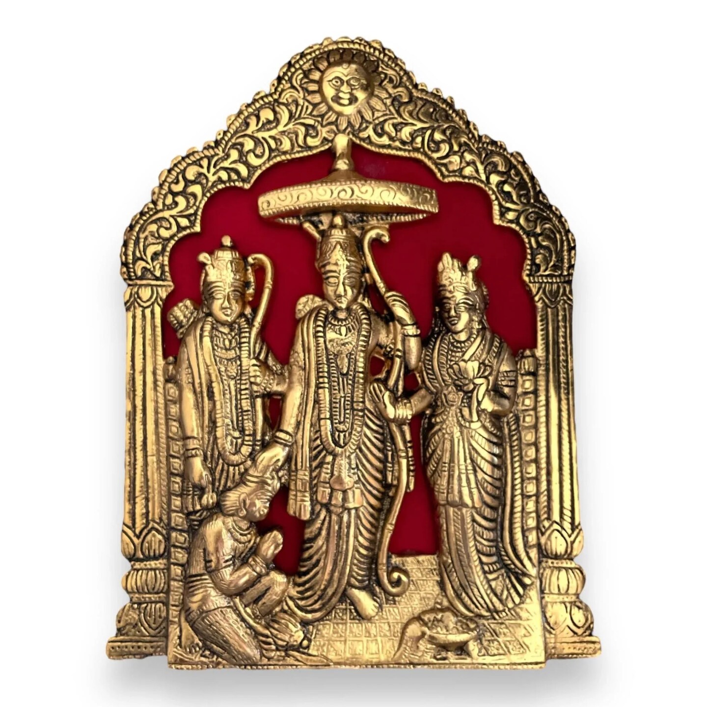 Ram Darbar Wall Hanging & Table Top Lord Rama Laxman Sita Hanuman Idol/statue for Pooja, Home Decor, Festivals, Diwali Gift Rama Idol Sculpture (alloy Metal Size 8.5 Inch)