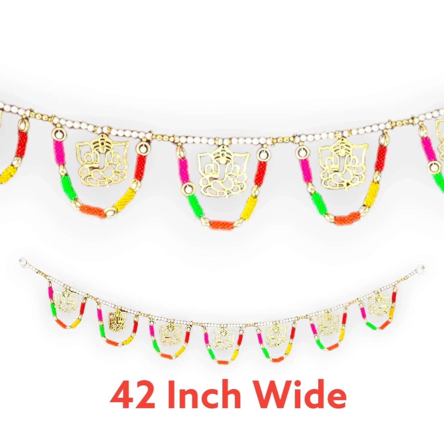 42 Inches Ganesha Indian Door Toran Multicolor Moti Ethnic Hanging Valance for Window Indoor Outdoor Decor Bhandarwal Pooja Decor Wedding Favor Diwali Decoration