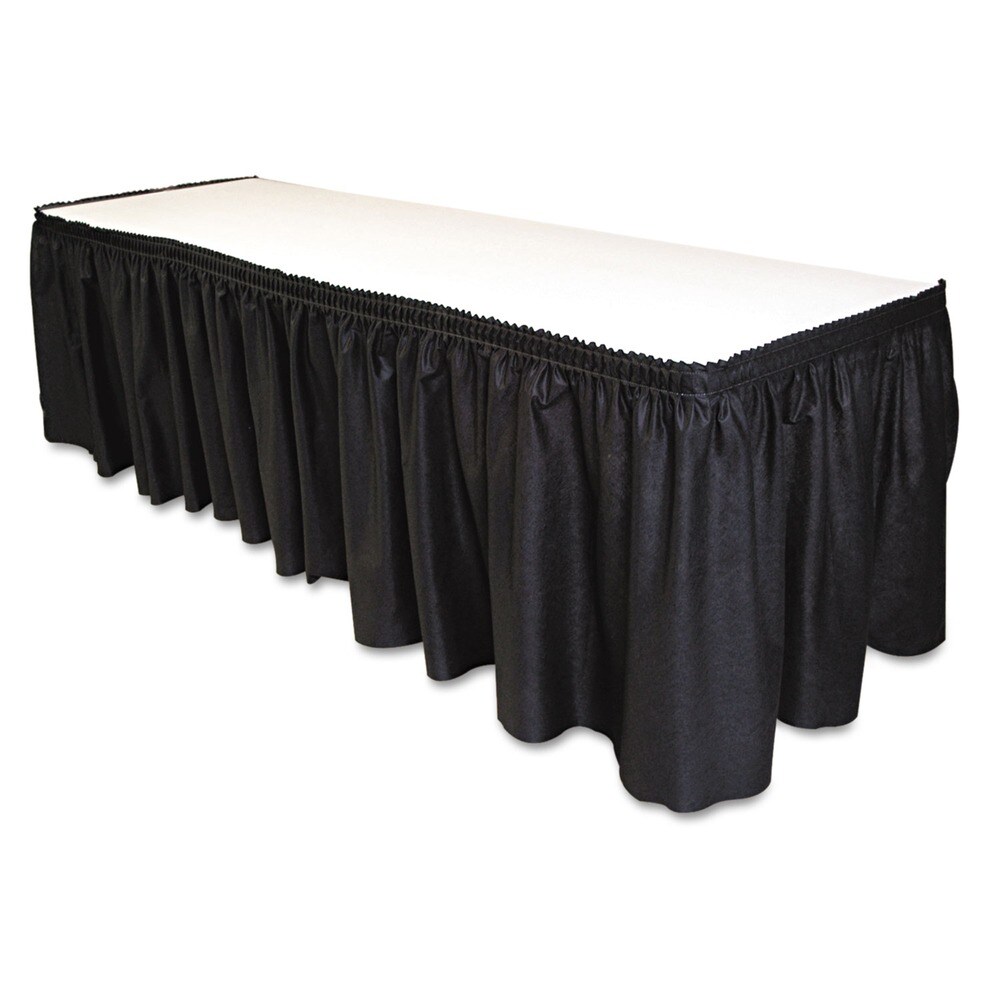 Tablemate 29 in. x 14 ft. Polyester Table Set Linen-Like Table Skirting - Black