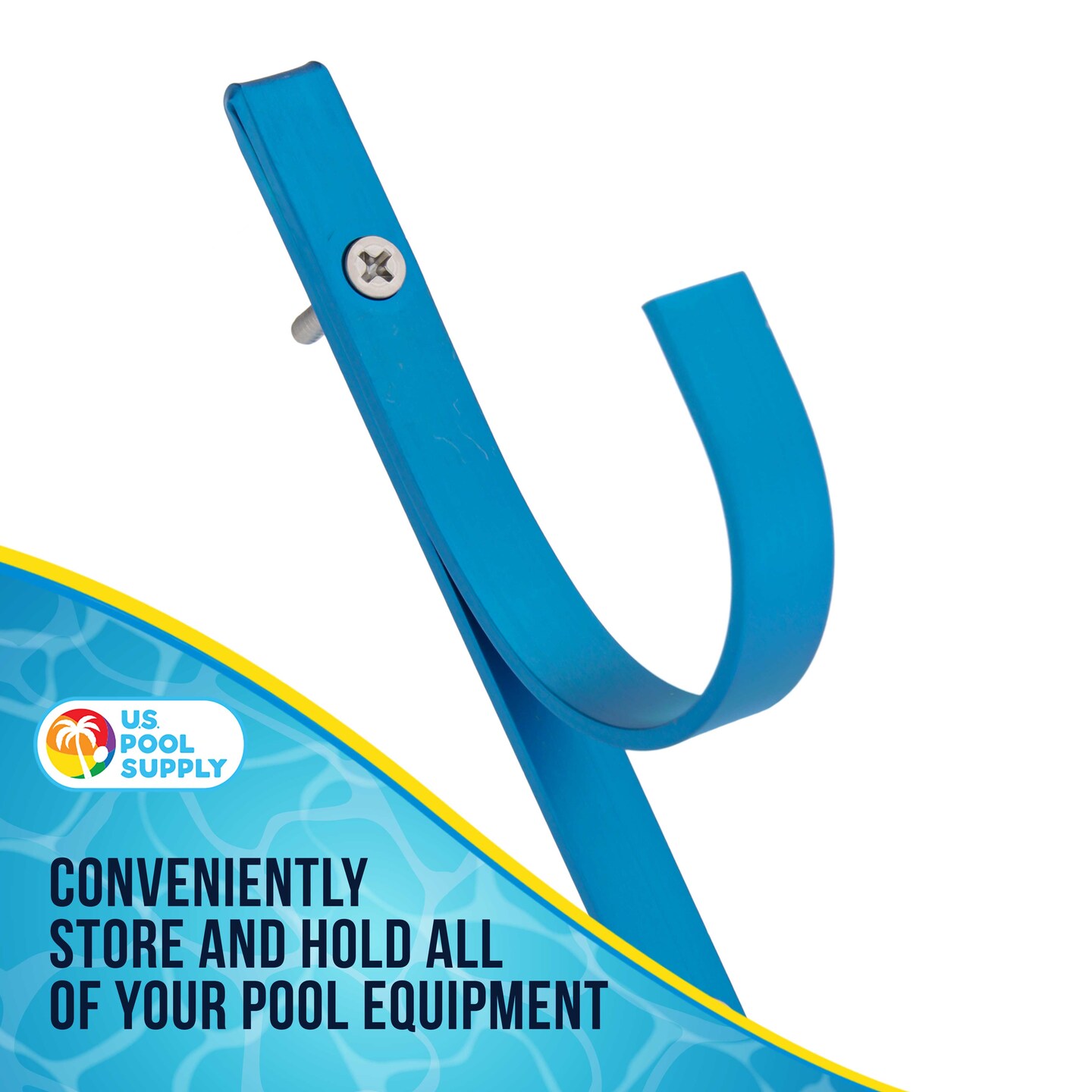 U.S. Pool Supply Set of 2 Blue Aluminum Pool Hangers for Telescopic Poles - Store Poles with Nets, Vacuums, Hoses &#x26; Attachments - Organize Swimming Pool Area, Accessory Equipment