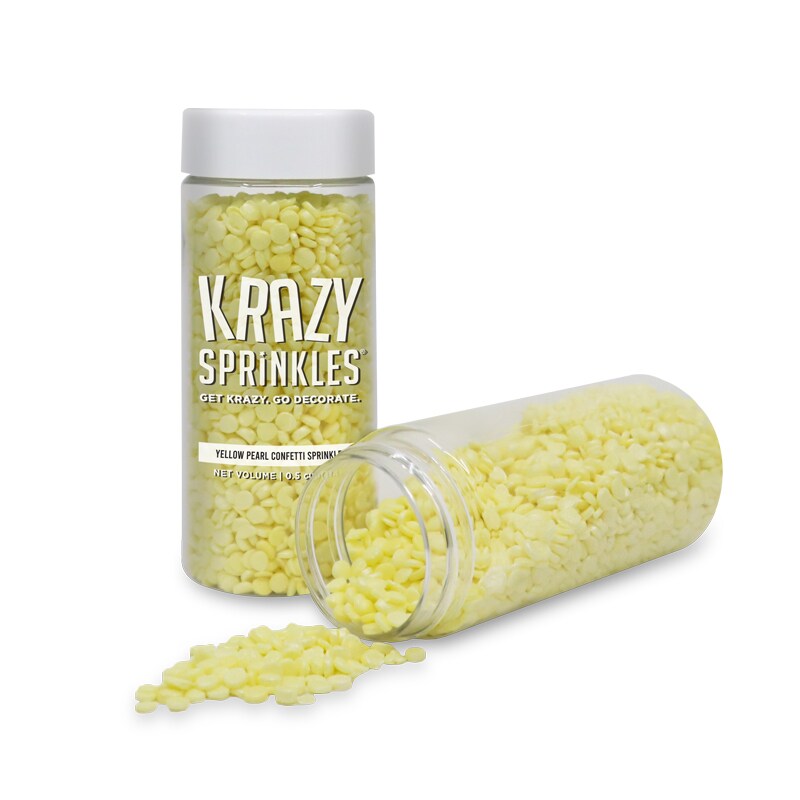 Krazy Sprinkles - Yellow Pearl Confetti (1/2 Cup, 1x Jar) for Cakes, Ice Cream &#x26; Cookies