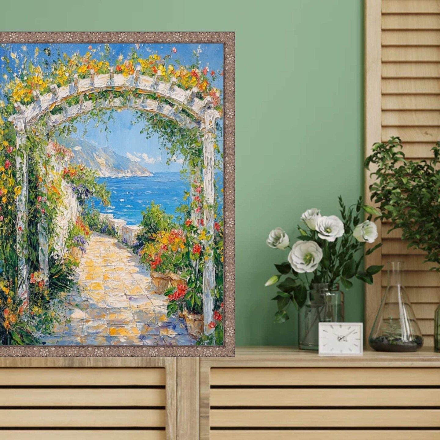 Slim Silver Pewter Leaf Floral Star Picture Frame 12x24 frame