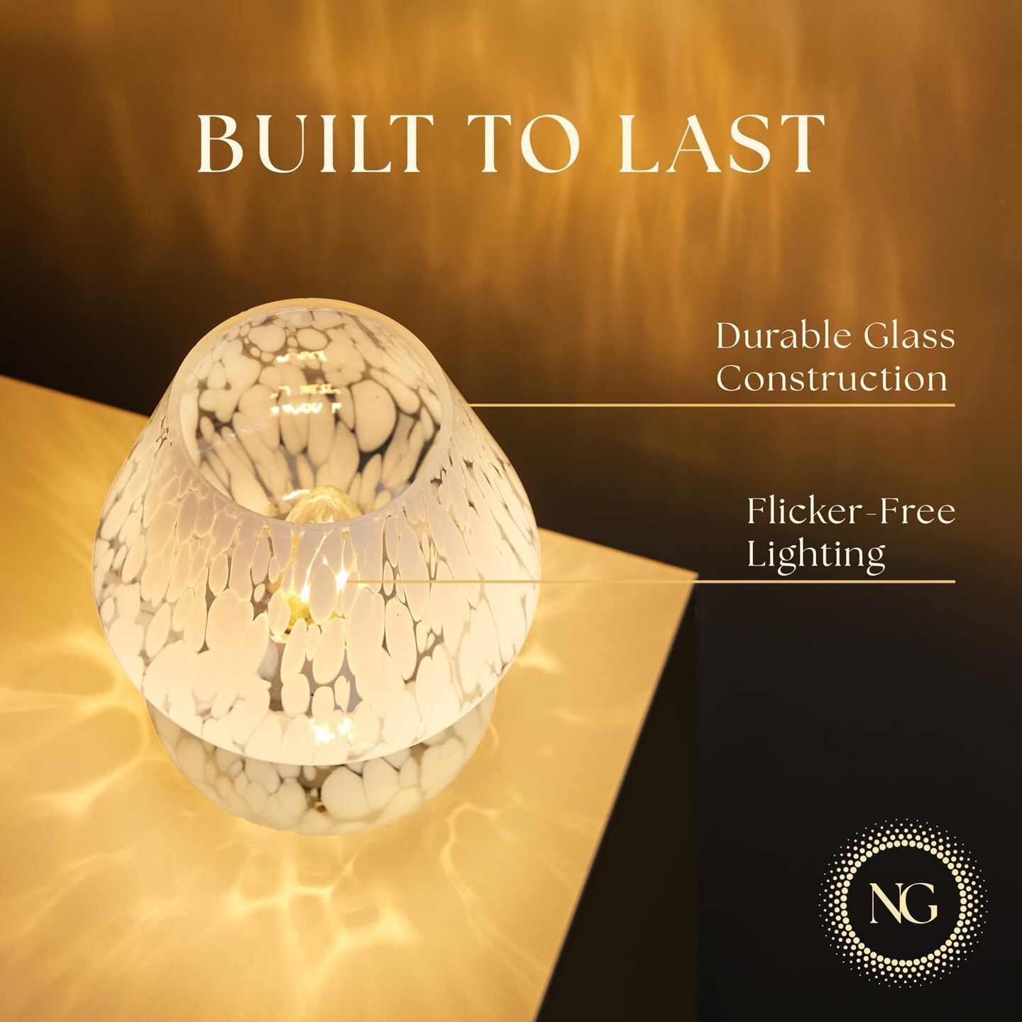 Next Glow Mushroom Lamp &#x2013; Dimmable LED Night Light with E26 Socket for Bedroom &#x26; Desk, Marbled White