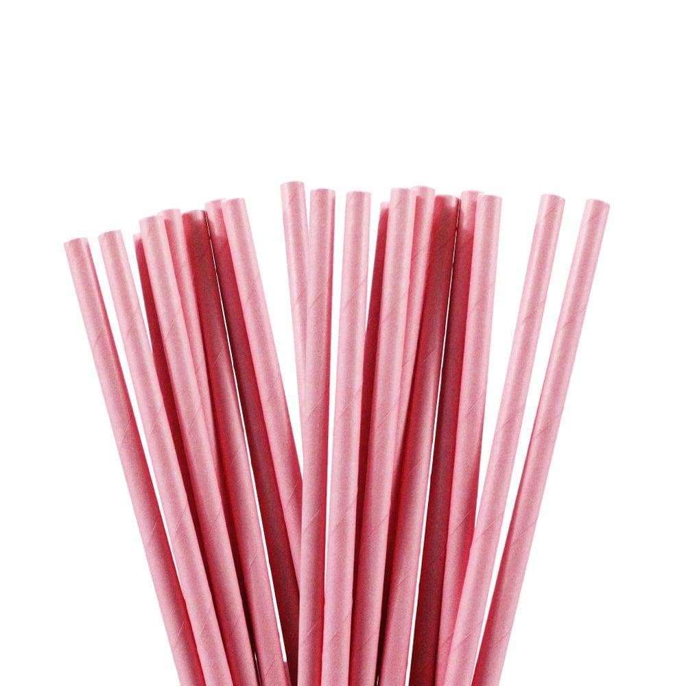 Solid Light Pink Cake Pop Party Straws