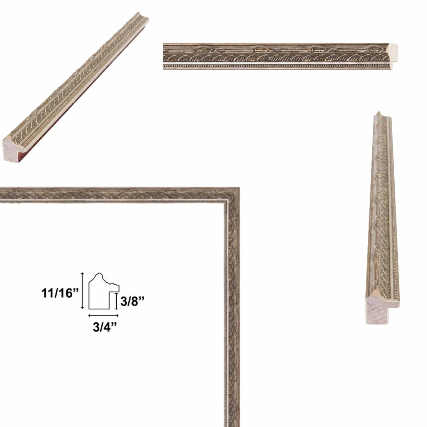 Slim Silver Leaf Bead Design Picture Frame 20x28 frame