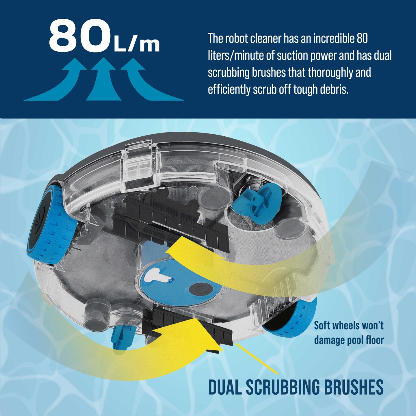 U.S. Pool Supply Octopus Pro Max Cordless Robotic Pool Vacuum Cleaner - Lasts 75 Mins, Powerful Suction, Dual Filtering, Removes Debris - Rechargeable
