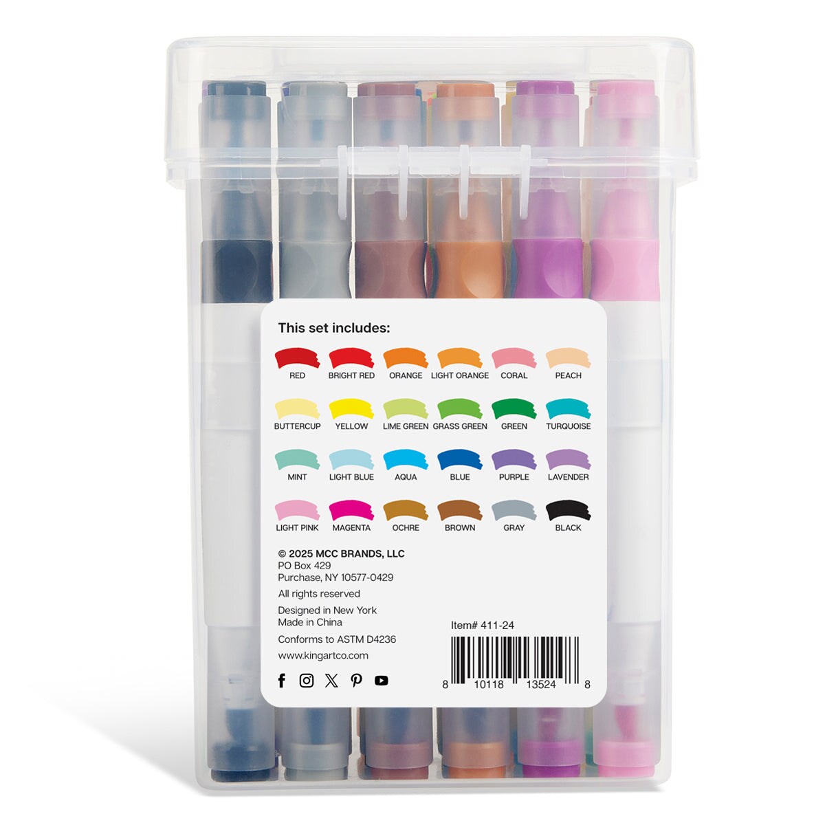 KINGART&#xAE; Twin-Tip&#xAE; Watercolor Pens 24 Colors