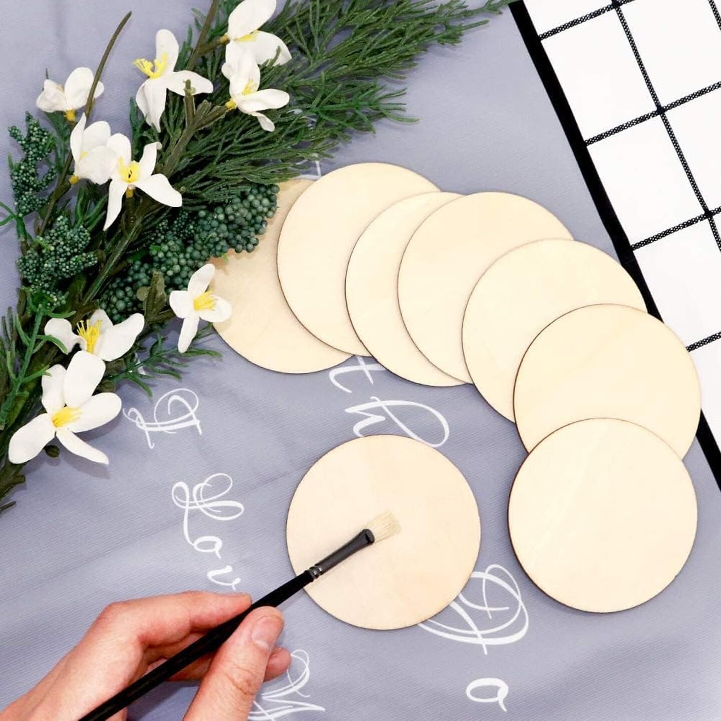 120 Pcs Unfinished Wood Circle Round Disc Blank Natural Wooden Cutout Ornaments for Decoration DIY Craft Art Supplies (Round 2 x 2 x 0.12 inches)