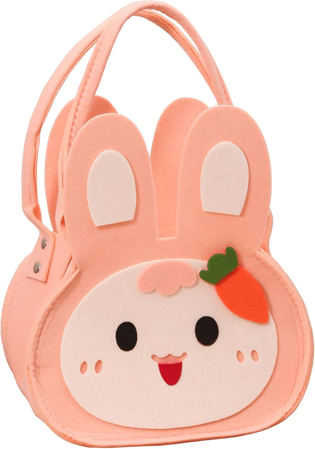 Easter Baskets Bunny Gift Bag: Pink Bunny Felt Baskets for Kids Empty with Handles