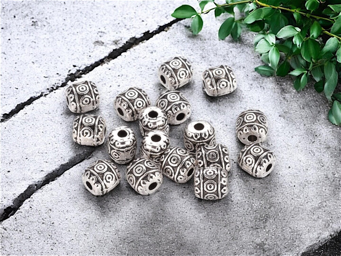 *100* 5x6mm Antique Silver Barrel Beads