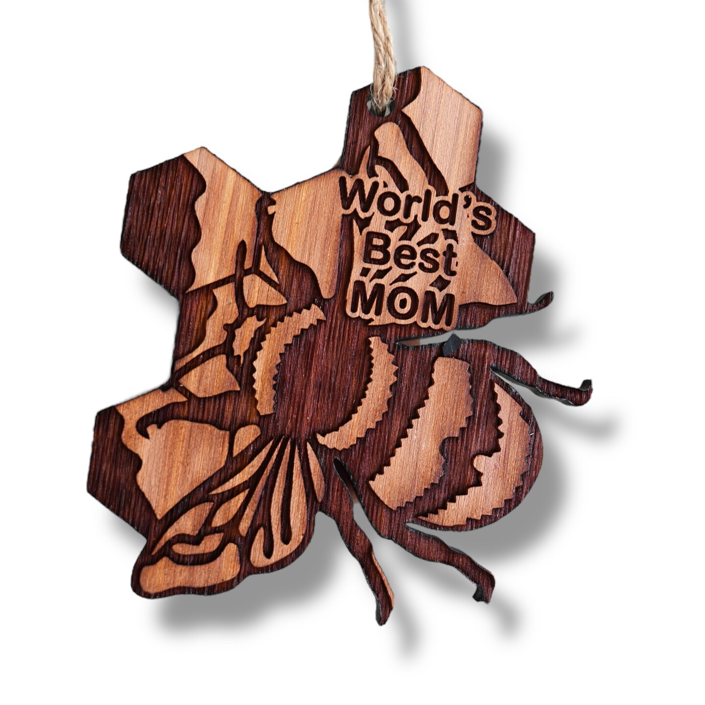 BEE World&#x27;s Best Mom - Cedar Ornament