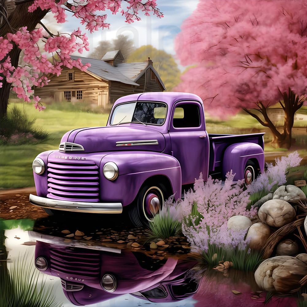 5D Diamond Painting Kit – Round Full Drill Truck Art for Home Décor & Gifts (12x12 inches)