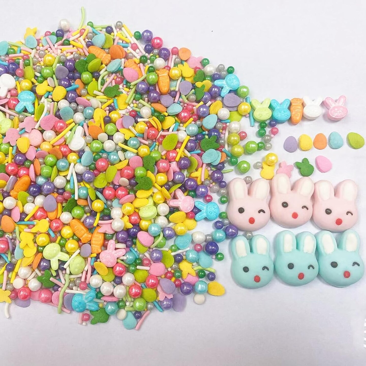 Easter Sprinkles Edible Rabbit Bunny Carrot Sugar Pearls for Easter Cake Decorating Baking Cookie Cupcake Toppers Decorations Easter Valentine Halloween Birthday Supplies