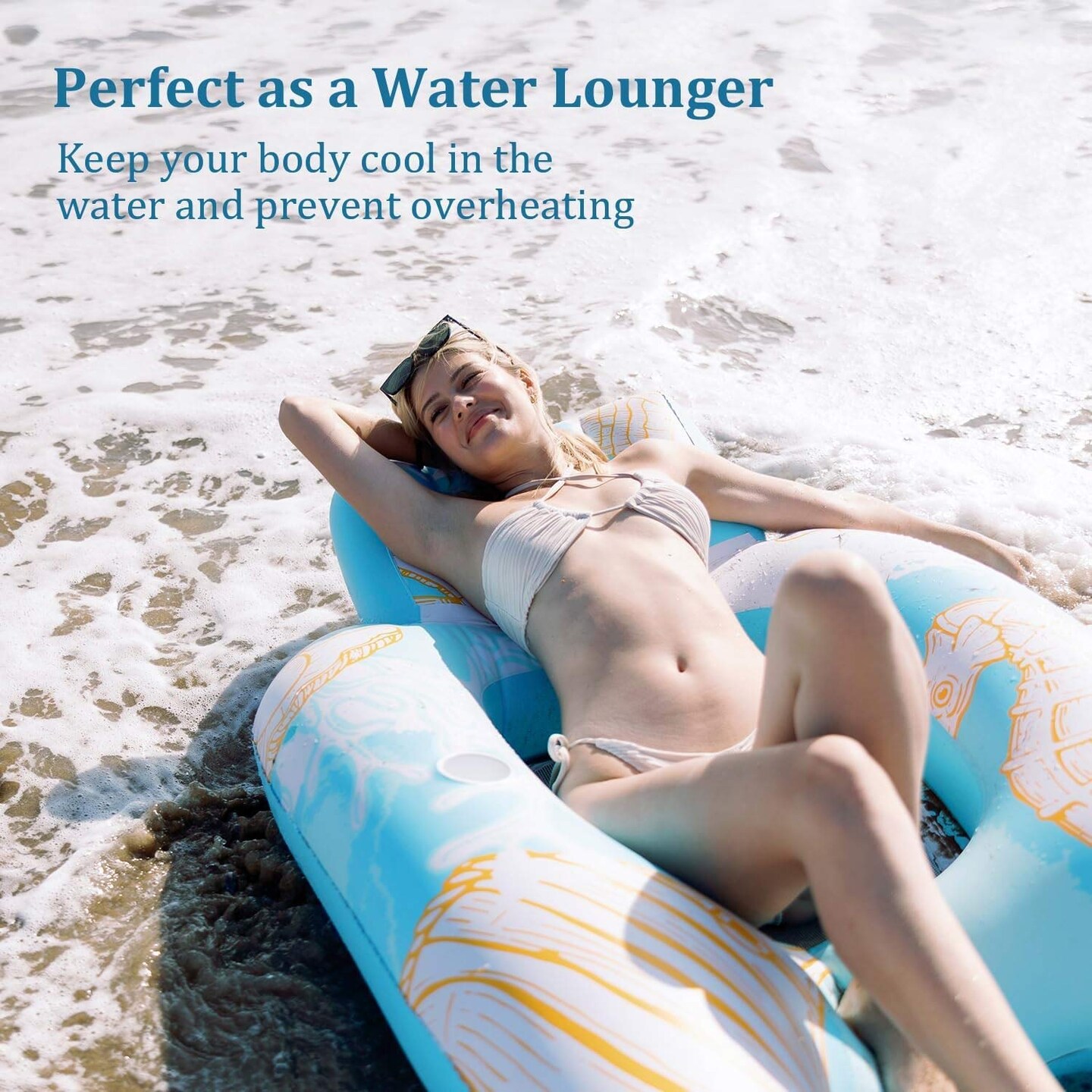 Blue Inflatable Lounge Float for Swimming Pool Comfort