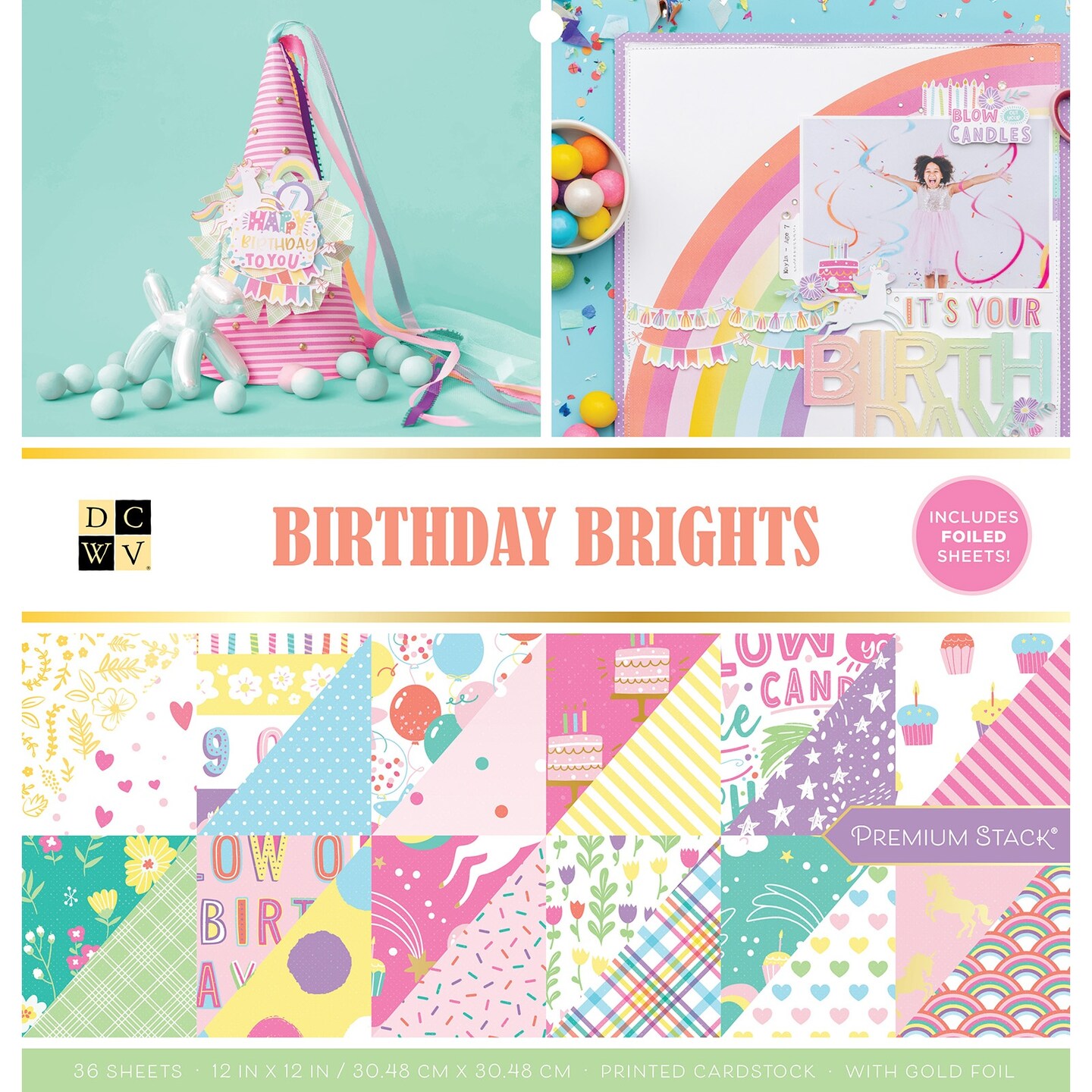 DCWV Double-Sided Cardstock Stack 12&#x22;X12&#x22; 36/Pkg-Birthday Brights