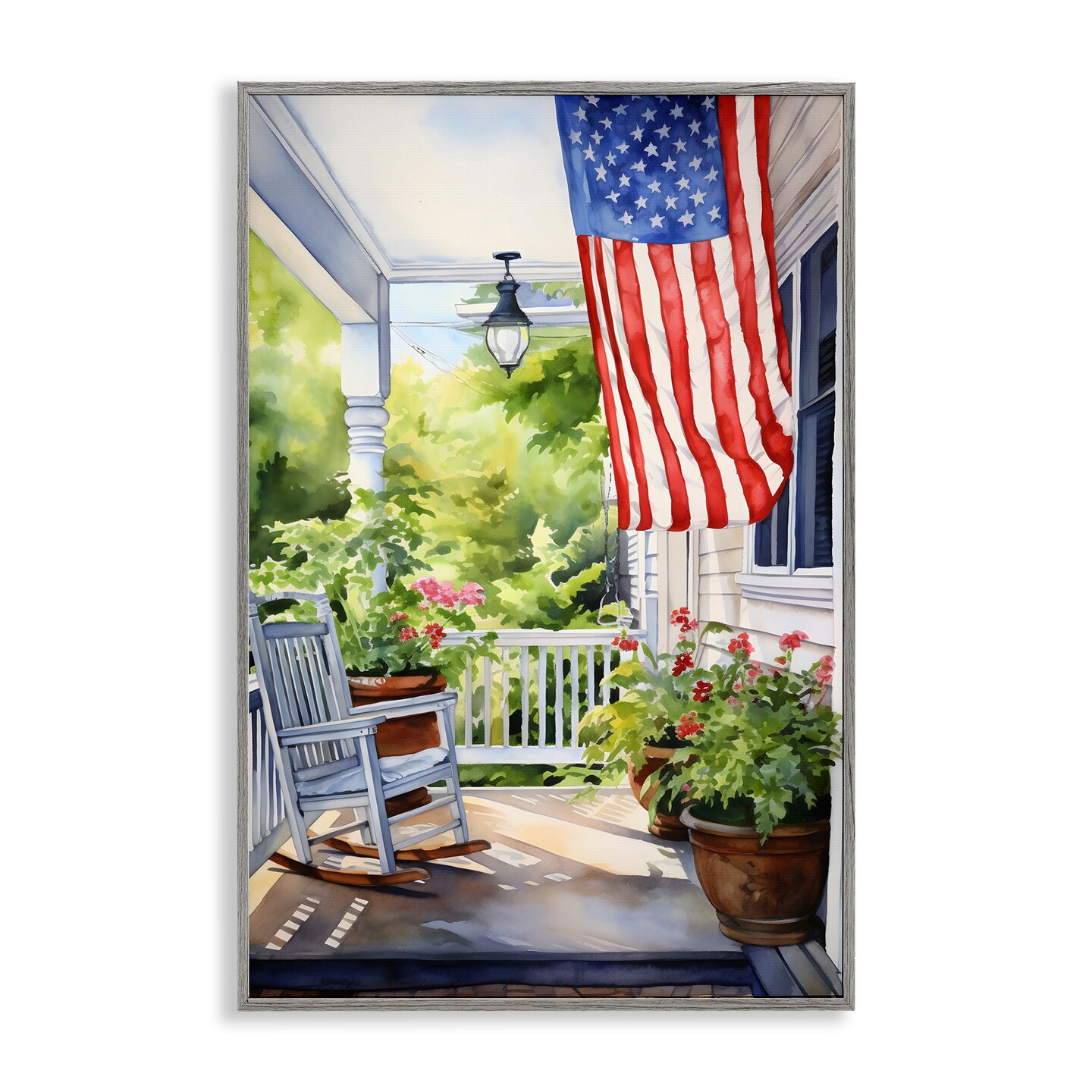 Stupell Industries Patriotic Summer Porch Framed Giclee Design By Petal Prints Design