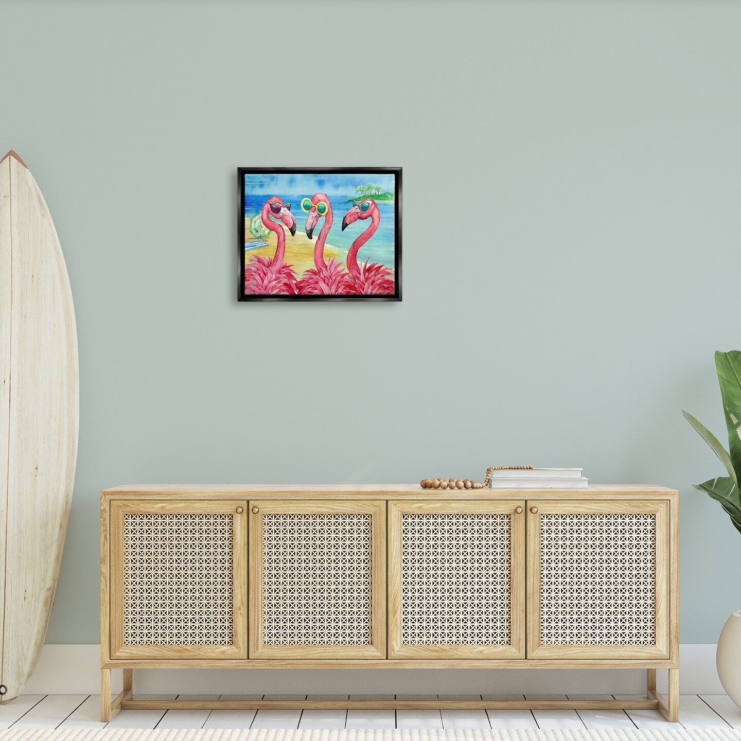 Stupell Industries Flamingo Girlfriends Tropical Coast Floating Frame Design By Paul Brent
