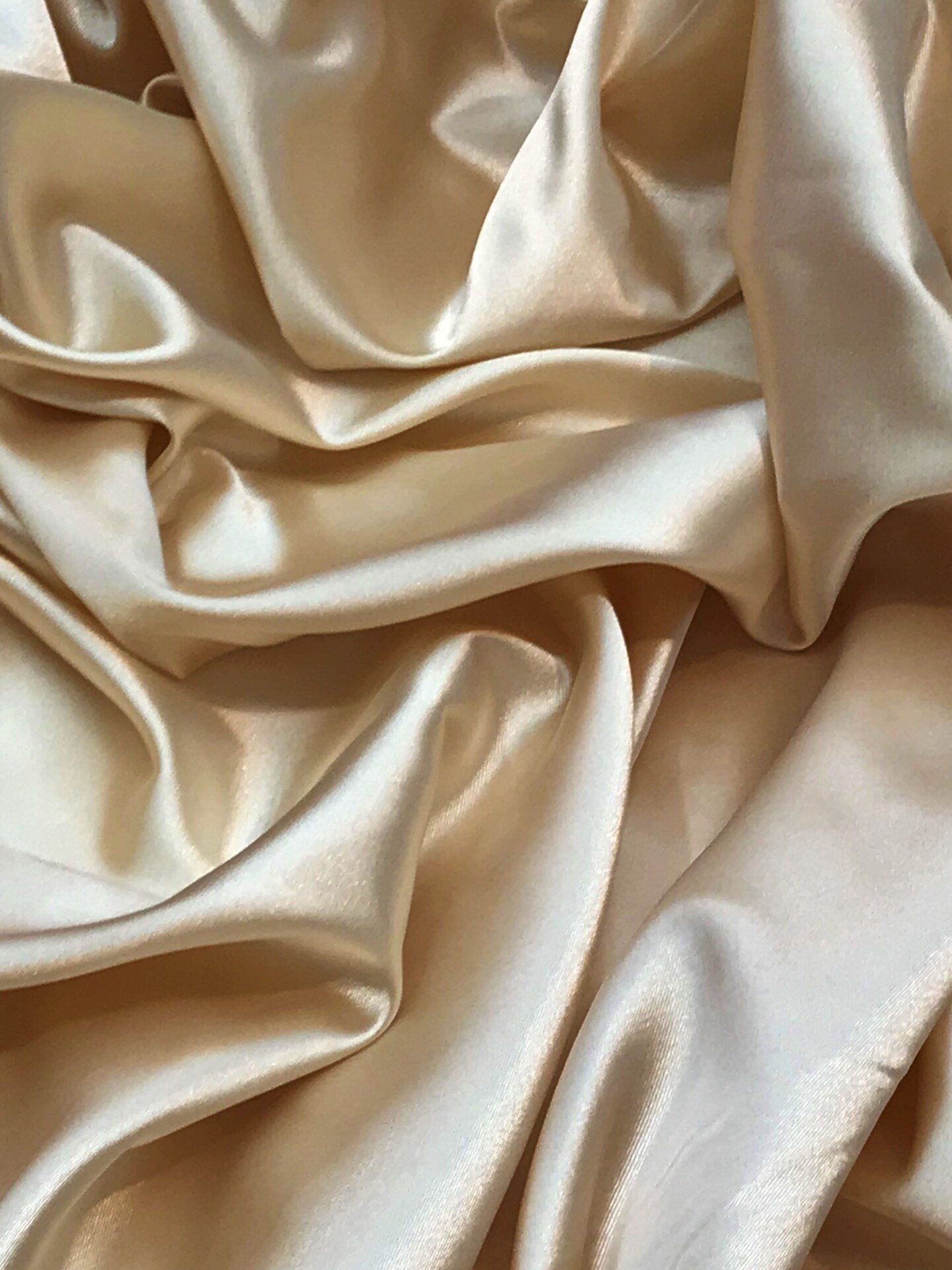 1 Yard Champagne Stretch Charmeuse Fabric Shiny Lightweight Satin for Gowns Dresses Costumes 59” Width