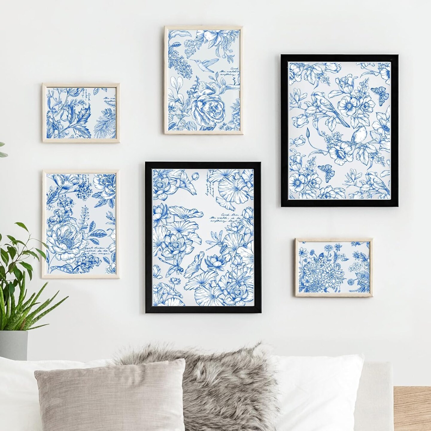Blue Flower Rub on Transfers for Crafts - 6 Sheets