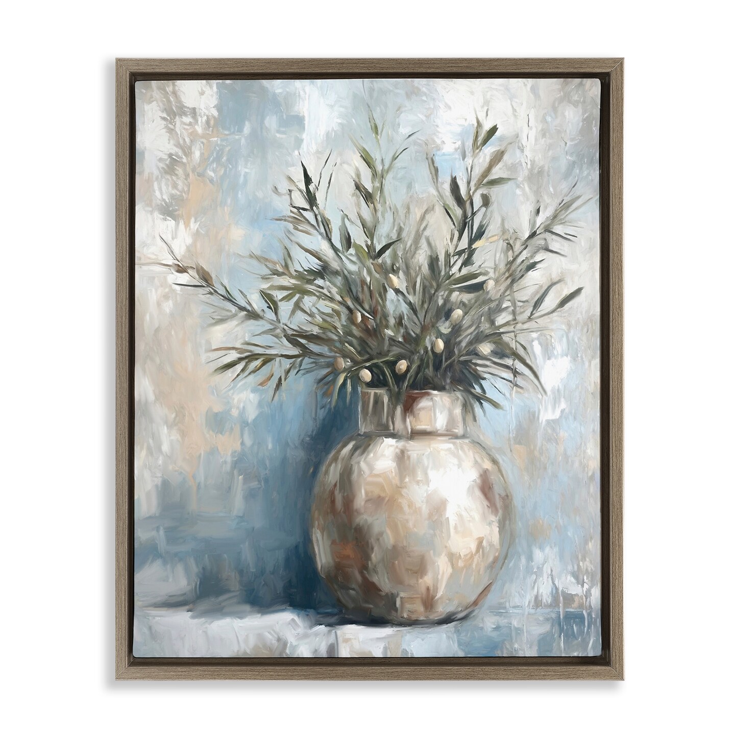 Stupell Industries Potted Olive Branches Floating Frame Design By Ramona Murdock