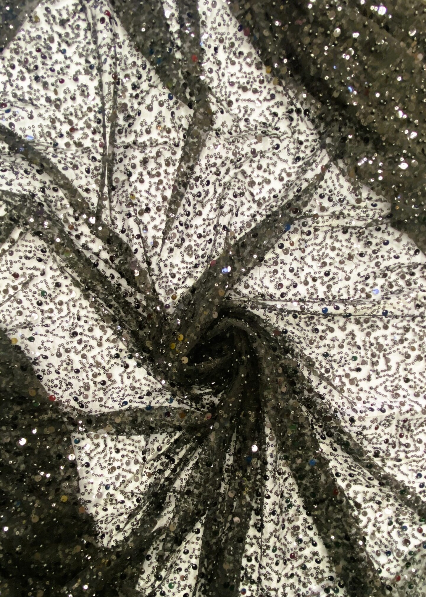 1 Yard Black Mesh Lace Fabric With Sequins Beads Pearls For Dresses And Gowns