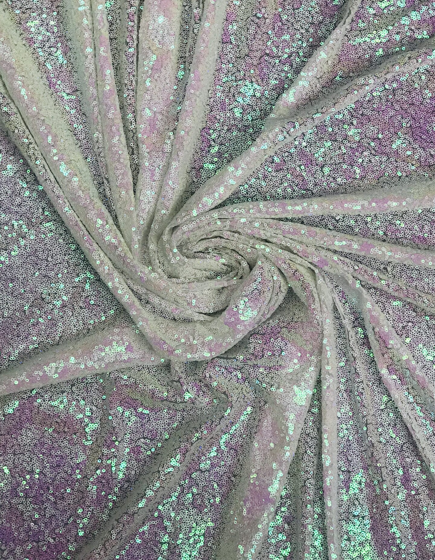 1 Yard Iridescent Unicorn White Sequin Fabric Polyester Shimmering Glitz 52/54 Inches Wide