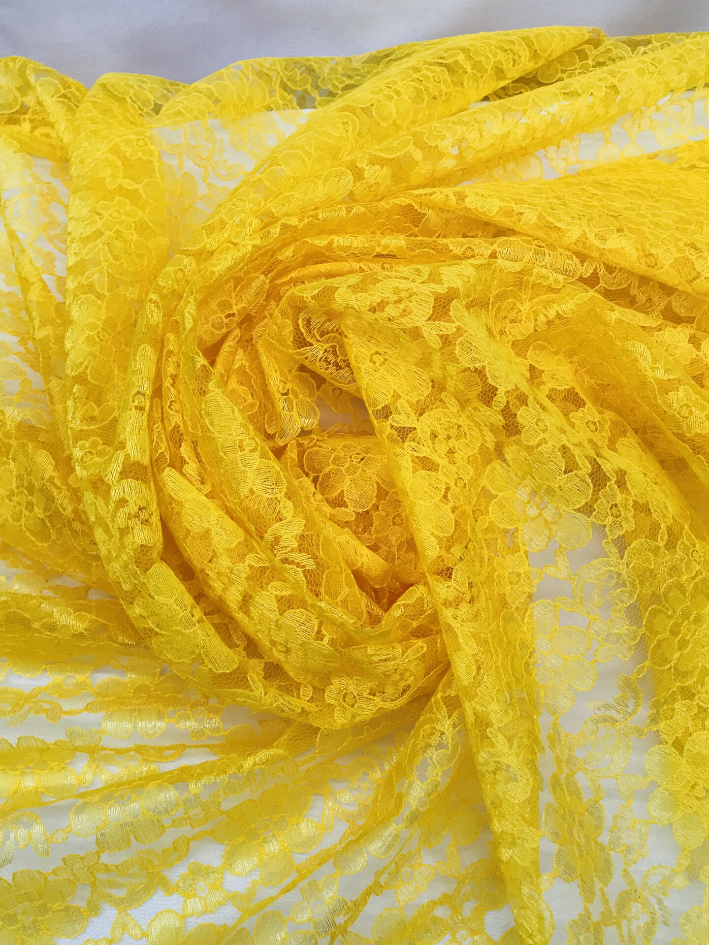 1 Yard Yellow Rachelle Lace Fabric For Table Runners Curtains Overlays Crafts Decor 58″-60″ Wide