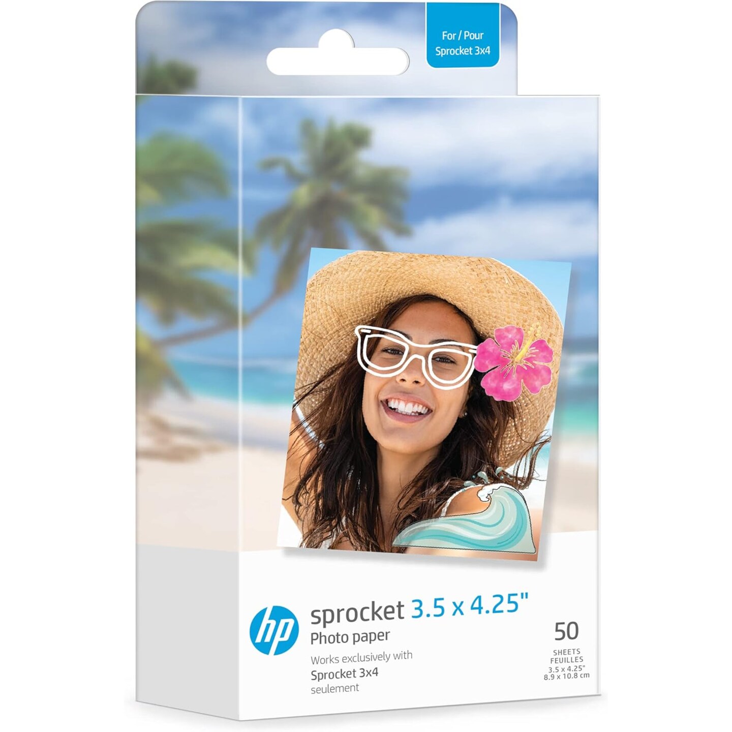 HP 3.5&#x22; x 4.25&#x22; Sticky-Backed Zink Photo Paper, Compatible w/HP Sprocket 3x4 &#x26; Photobooth