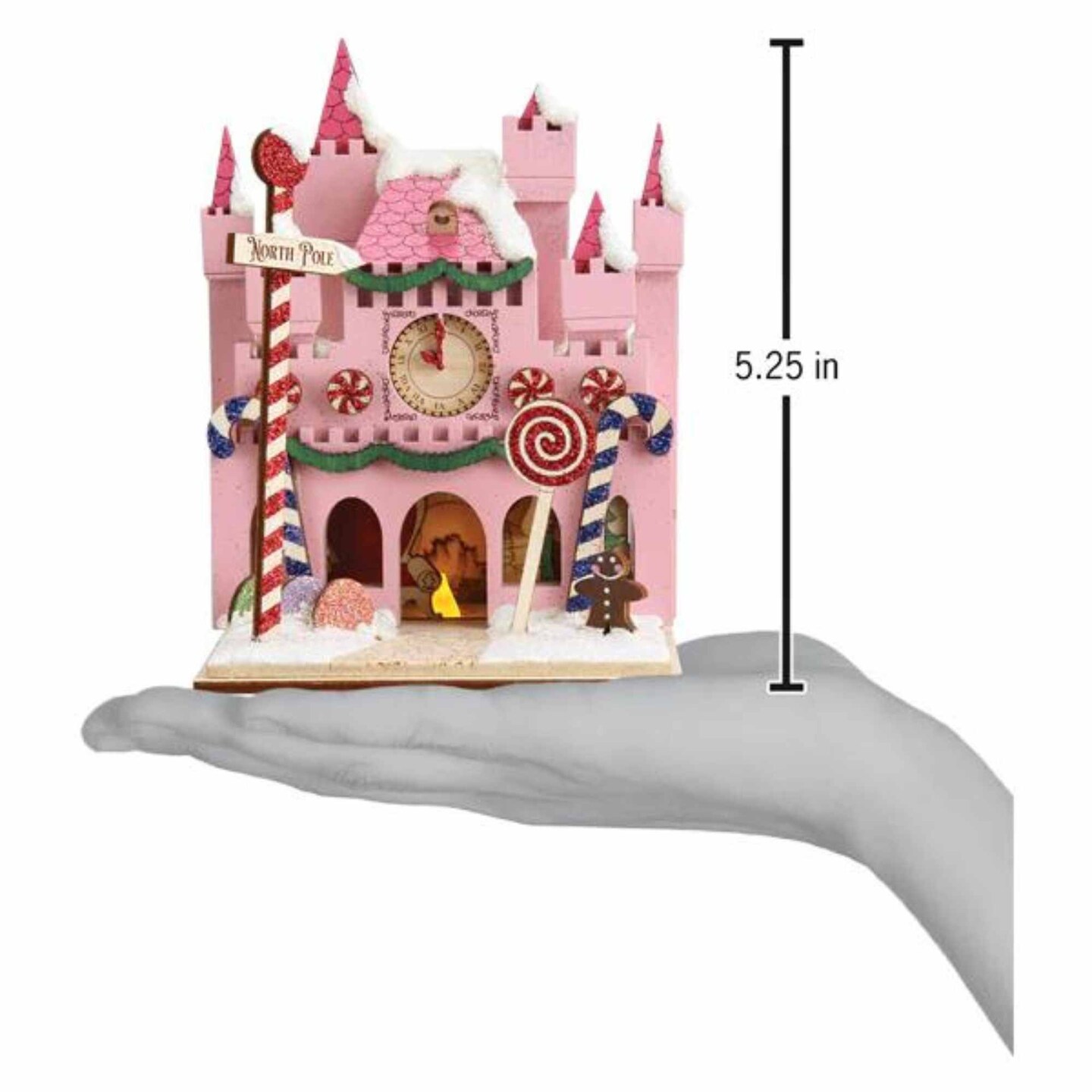 Old World Christmas 5.25 In Santa's Magic Castle Tree Ornament , Lollipop Gingerbread Man Clock