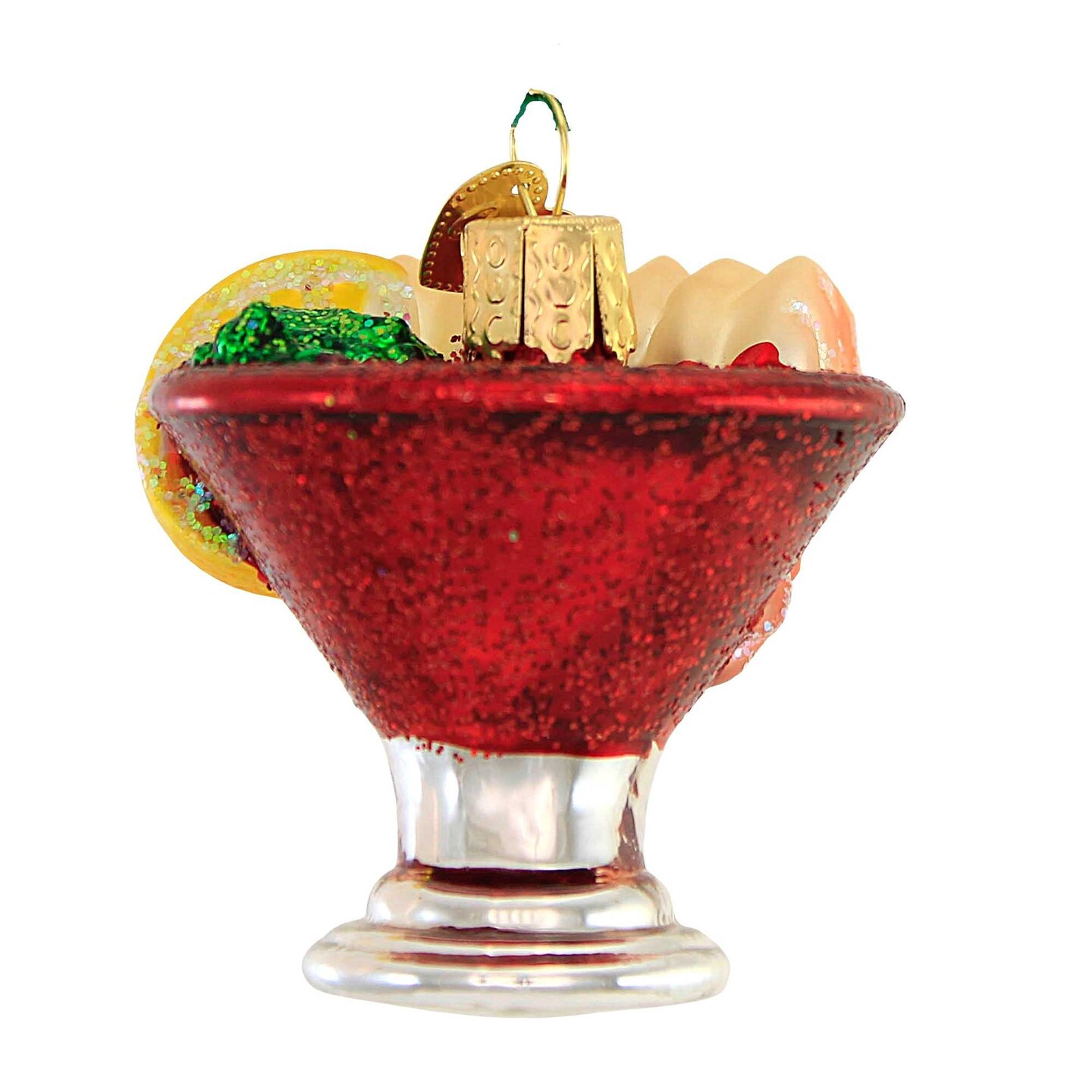 Old World Christmas 2.0 Inch Shrimp Cocktail Christmas Tree Ornament , Appetizer Fruit Of The Sea