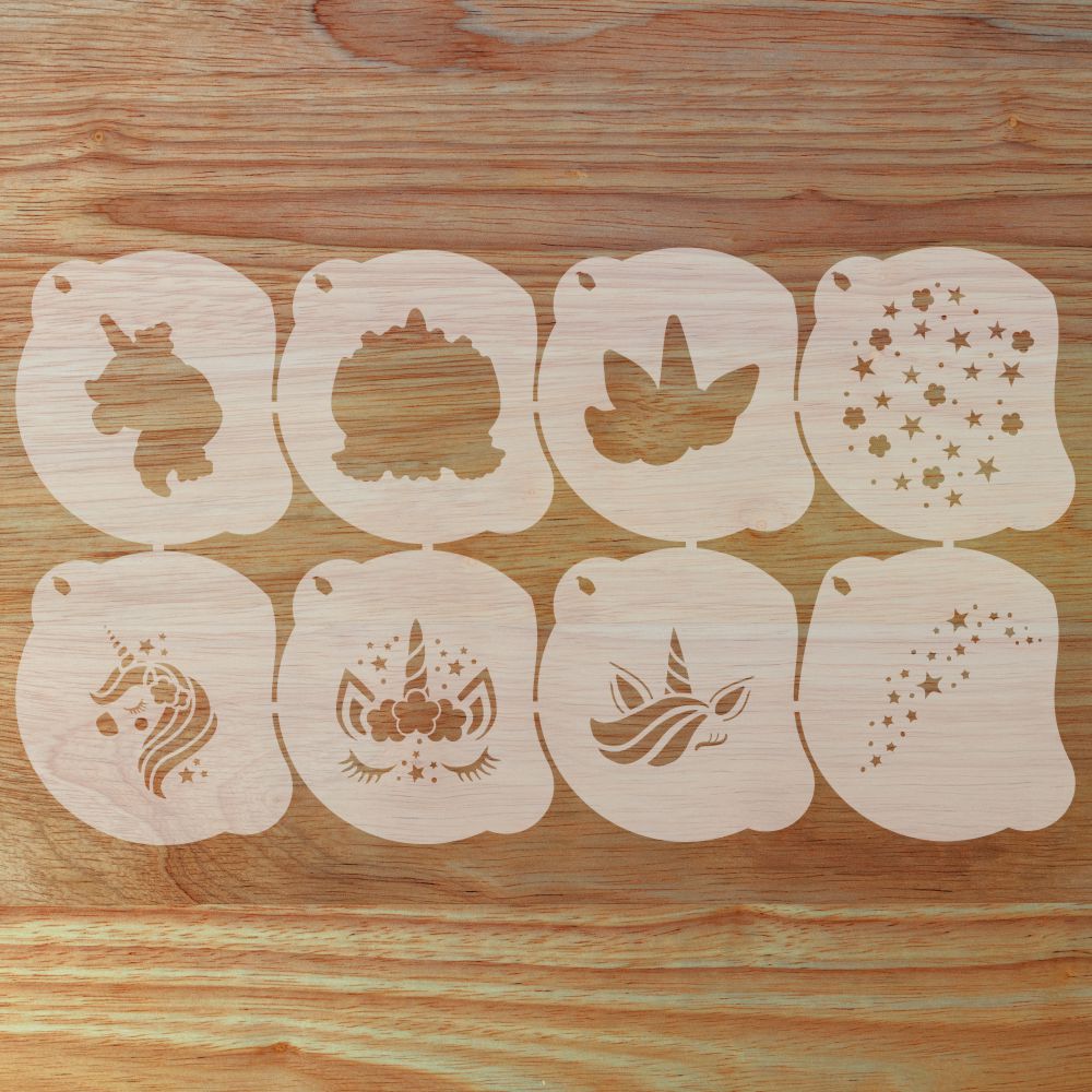 Unicorn Face Painting Stencil Set | Perfect for Face Painting, Temporary Tattoos, Birthday Party | Designer Stencils |