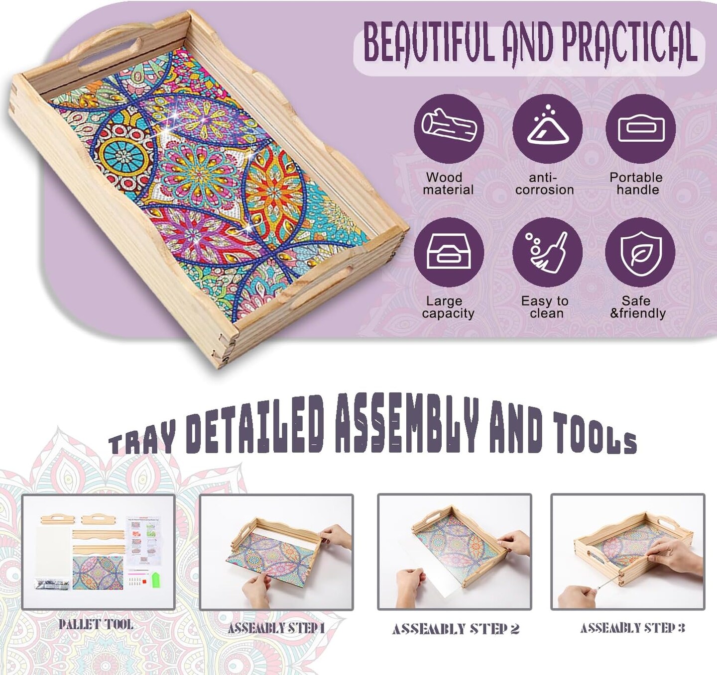 5D Diamond Painting Big Gem Arts and Craft Gifts-7.8x11.8 Inches Mandala A