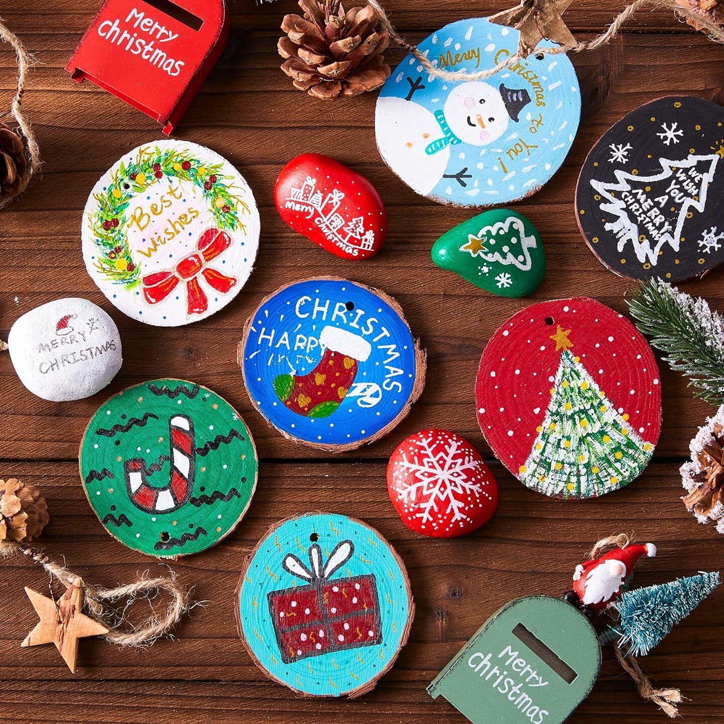 Natural Wood Slices 70 PCS 2.8-3.1 Inches Craft Wood Ornament Kit