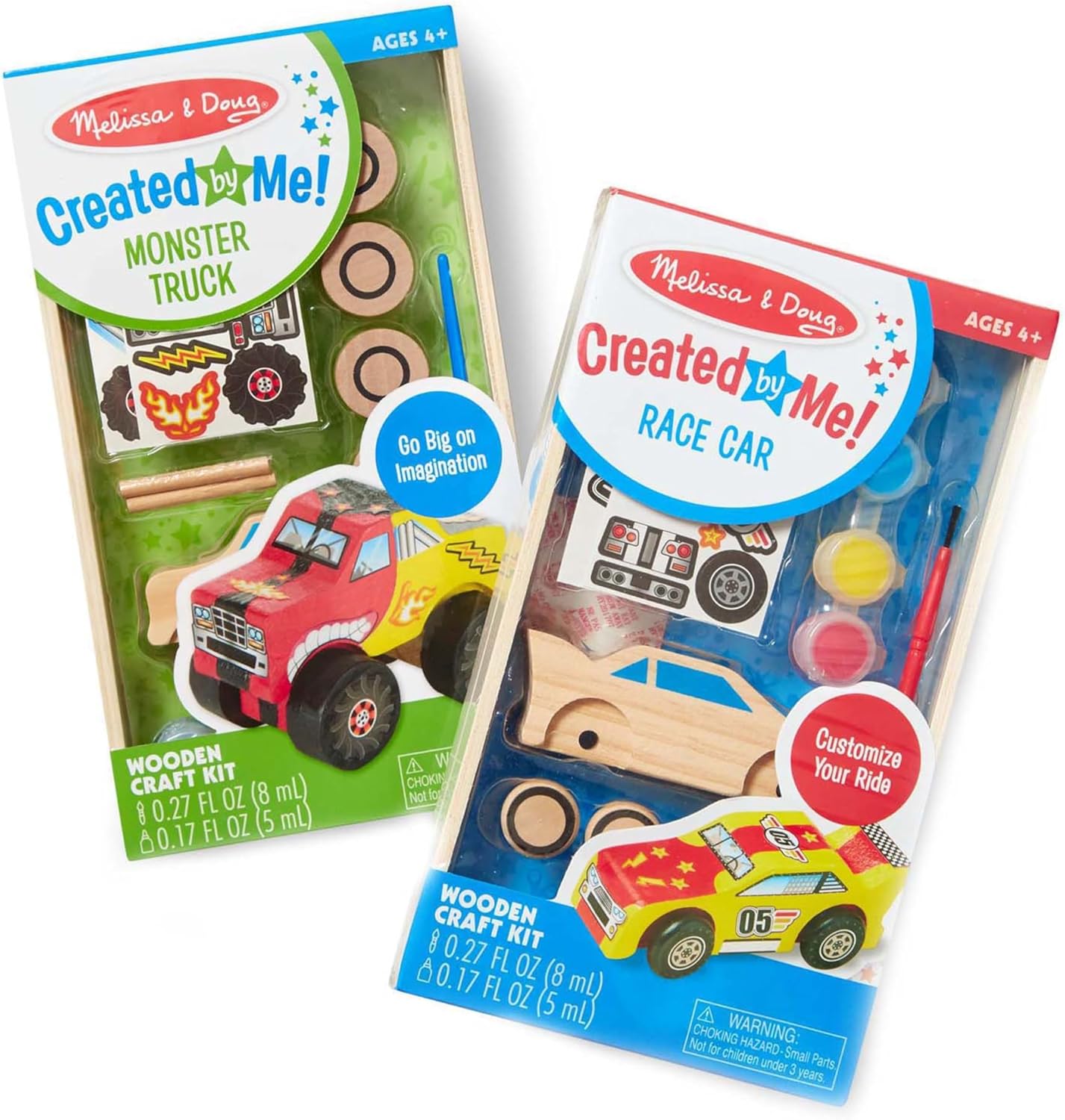 Decorate-Your-Own Wooden Craft Kits Set - Race Car and Monster Truck