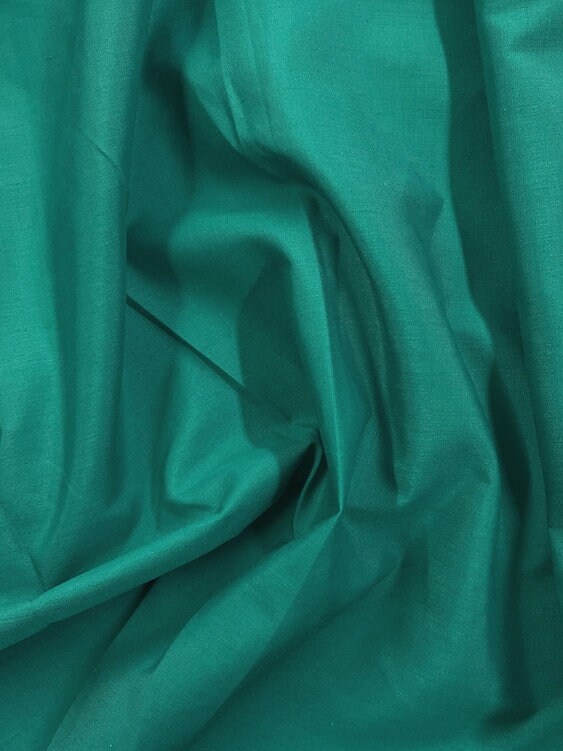 1 Yard Lightweight Poly Cotton Fabric Teal Green, 58/59" Wide for Apparel & Crafts