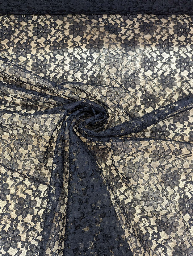 1 Yard Raschel Lace Fabric Lightweight Floral Design Slight Sheen No Stretch 100% Polyester 58/59" Wide