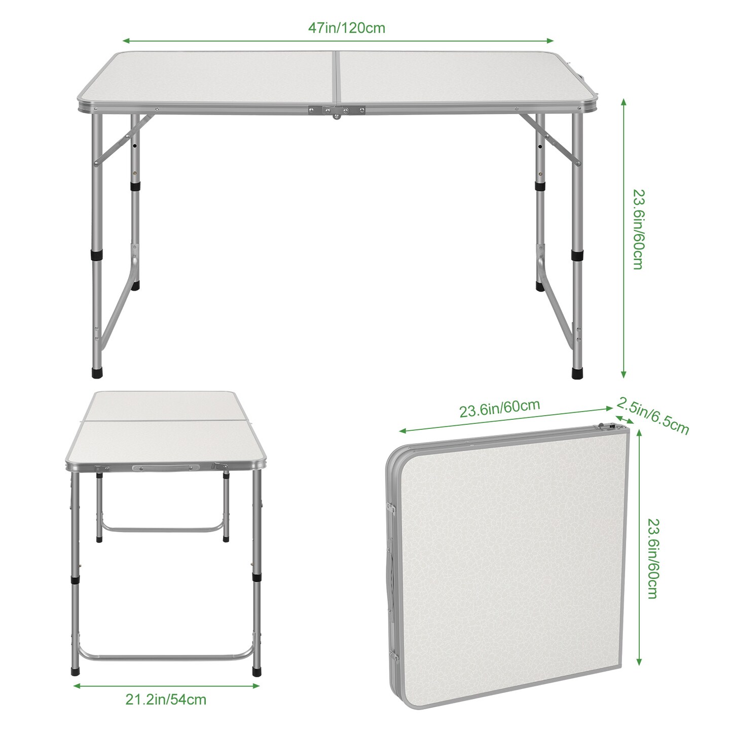 Portable Folding Table - 47&#x22; x 23.6&#x22; Expandable Desk for Outdoor Activities