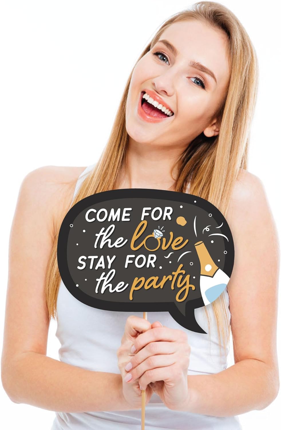 Big Dot of Happiness Funny Just Engaged - Black and White - Engagement Party Photo Booth Props Kit - 10 Piece