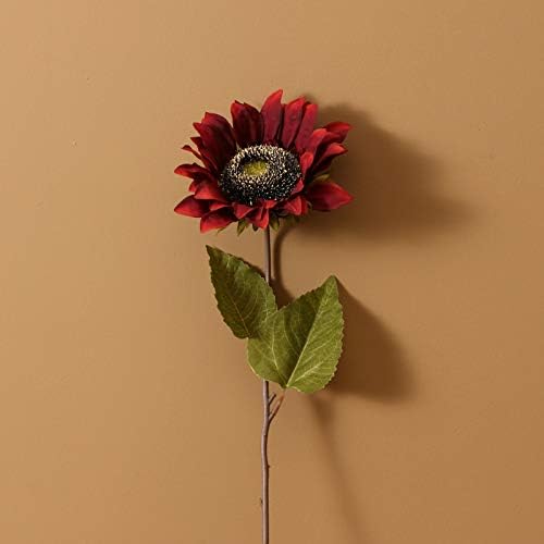Summer Floral Arrangement - 7PCS Artificial Burgundy Sunflowers with Silk Flowers