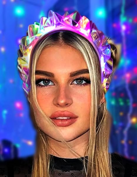 1PCS Light Up Headbands LED Flash Glowing Hair Band Laser Hair Hoop Tiara Luminous Headbands Party Costume Hair Accessories for Women and Girls