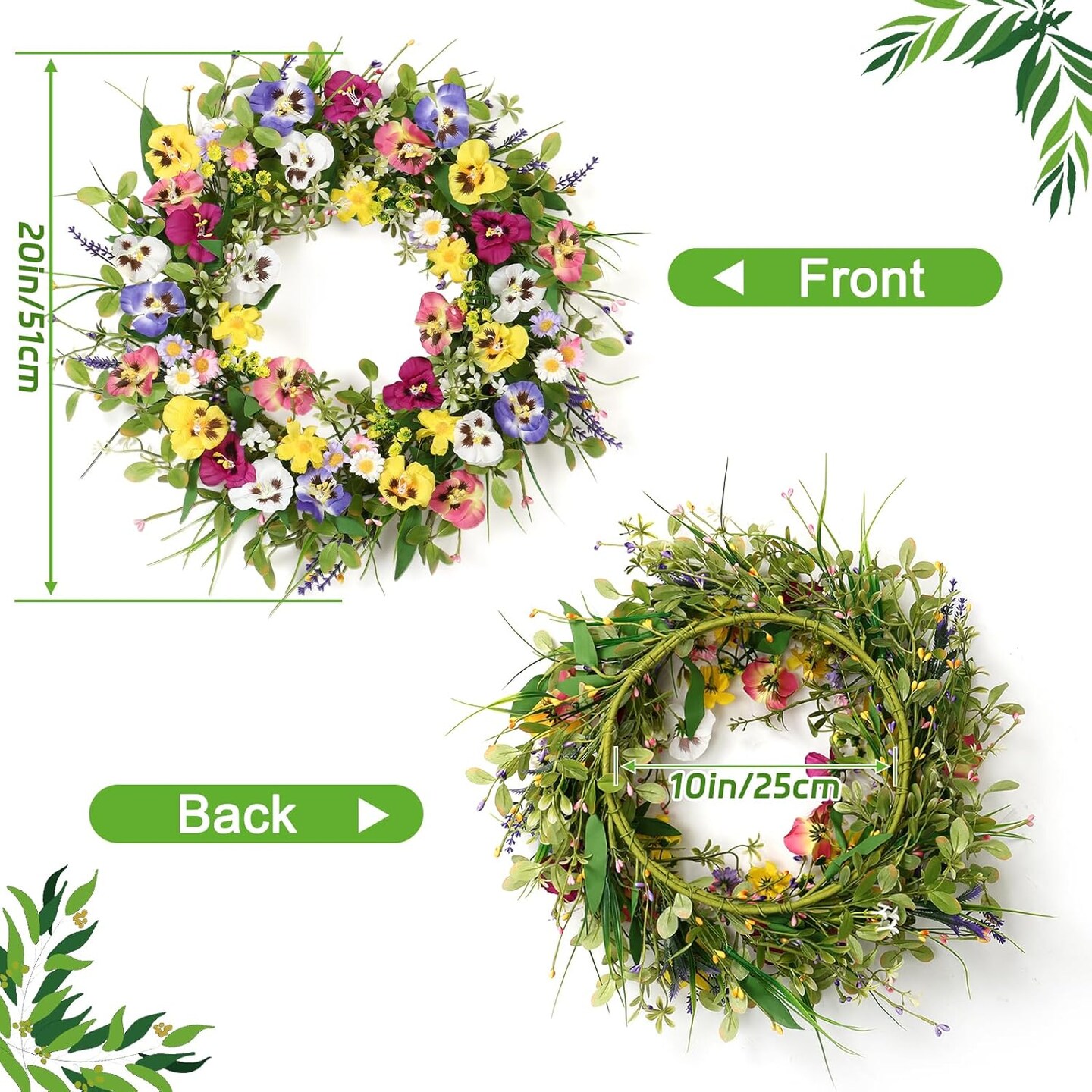 20 Inch Spring Wreaths for Front Door