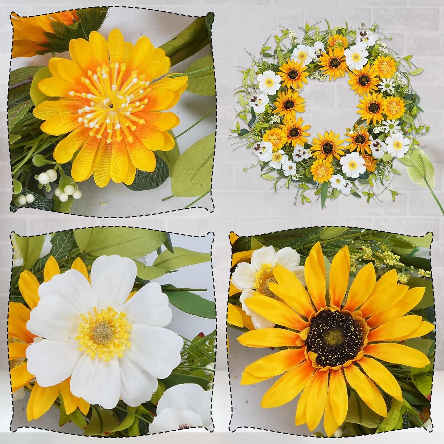 21 Inch Artificial Sunflower Wreath
