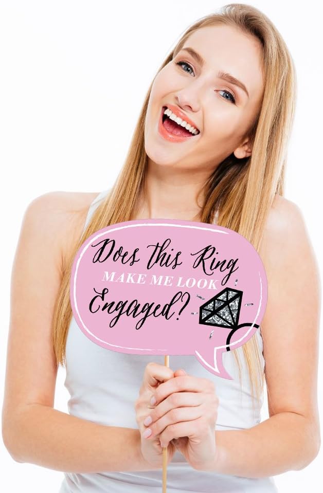 Big Dot of Happiness Omg, You're Getting Married - Engagement Photo Booth Props Kit - 20 Count