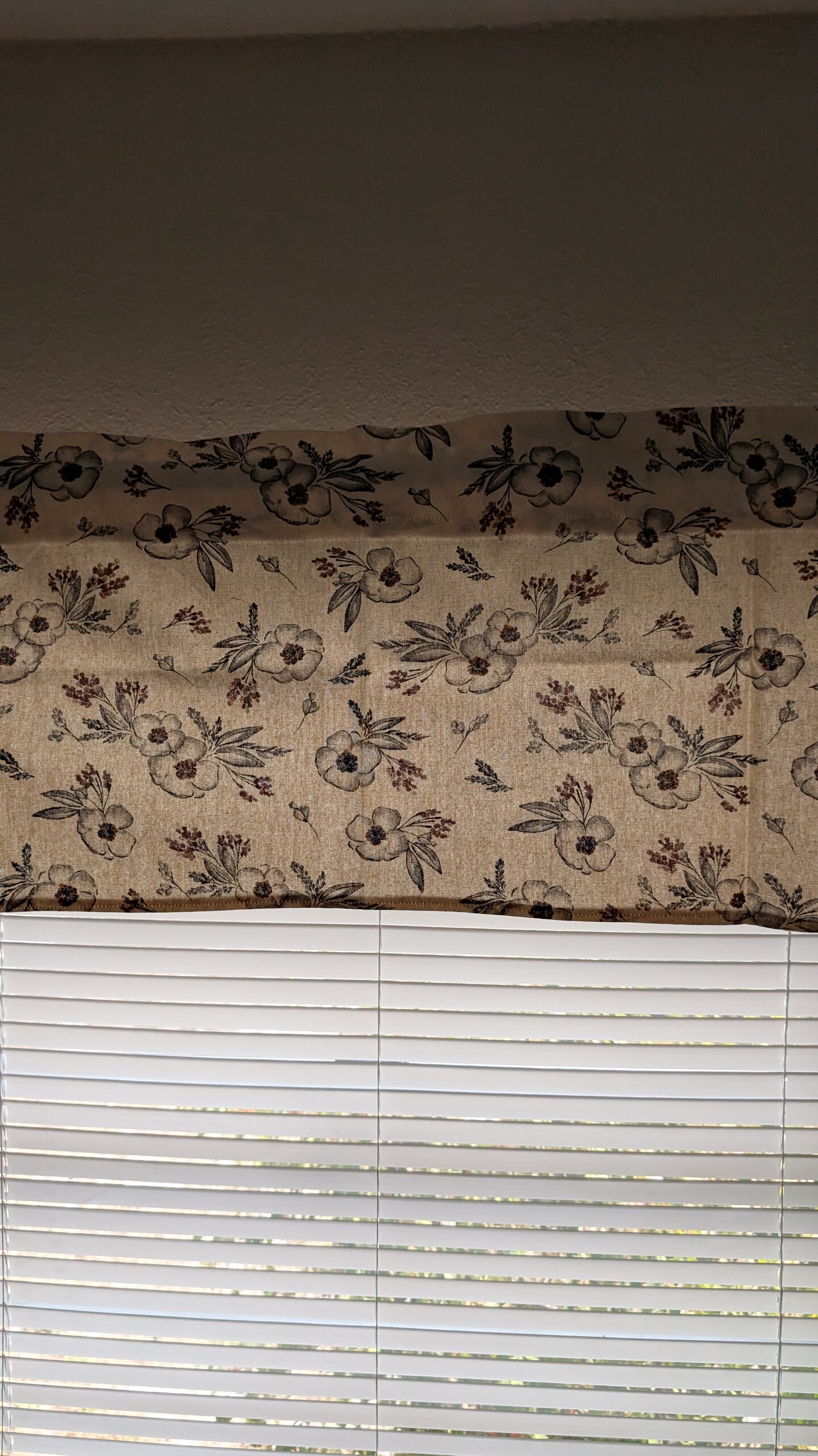 product name is Tan Floral Duck Cloth Farmhouse Curtain