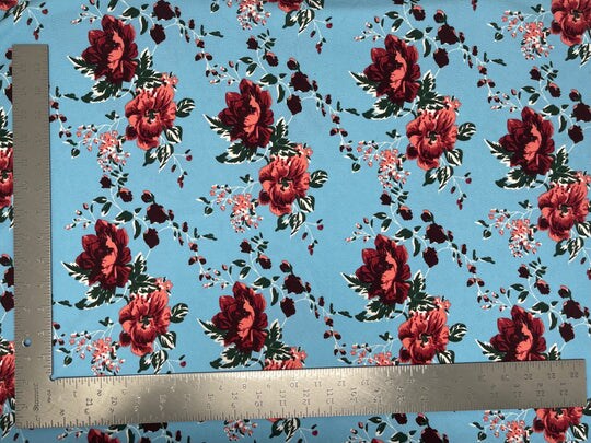 1 Yard Liverpool Knit Floral Print Fabric Crepe Texture for Elegant ...